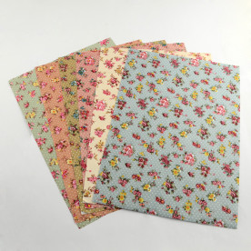 Ткань на клеевой основе Пион на сером фоне горошек , 297х210 мм