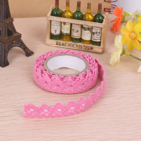 Самоклеящаяся лента, кружево хлопок,1,4 м , 18 мм, розовый