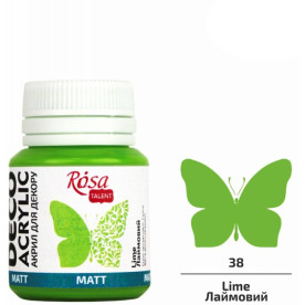 Акрил для декору, Лаймовий, матовий, 20 мл, ROSA TALENT