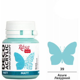 Акрил для декору, Лазурний, матовий, 20 мл, ROSA TALENT