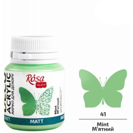 Акрил для декора, Мятный, матовый, 20 мл, ROSA TALENT