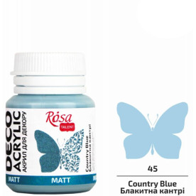 Акрил для декору, Блакитна кантрі, матовий, 20 мл, ROSA TALENT