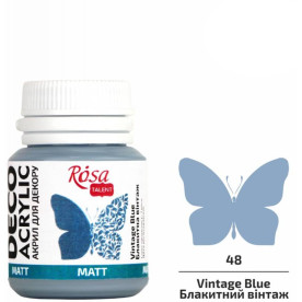 Акрил для декора, Голубая винтаж, матовый, 20 мл, ROSA TALENT