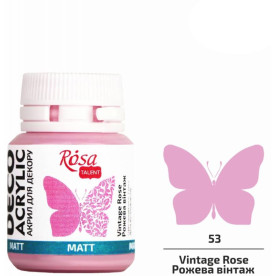 Акрил для декора, Розовая винтаж, матовый, 20 мл, ROSA TALENT