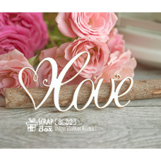 Чіпборд напис Love з сердечком, 60 * 30 мм від Scrapbox