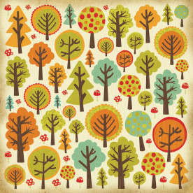 Односторонняя бумага Forest с лаковыми элементами 30х30 от Kaisercraft