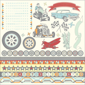 Лист з наклейками On The Move 30х30 см від Kaisercraft