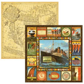 Двусторонняя скрапбумага Bon Voyage от Graphic 45