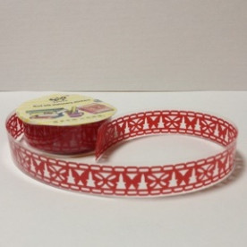 Самоклеющаяся лента, бабочка красный, 15 мм, 1 м в рулоне