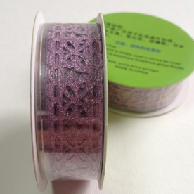 Самоклейка стрічка c глитер, бузковий, візерунок метелик, 15 мм, 1 м в рулоні