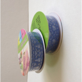 Самоклейка стрічка c глитер, синій, візерунок серце, 15 мм, 1 м в рулоні