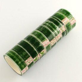Декоративний скотч з візерунком, зелений, 15 мм, 10 м. В рулоні, 5 рулонів