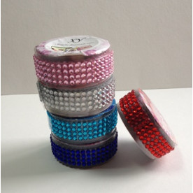 Самоклеючі стрази в стрічці, колір червоний, 18 мм, 50 см в рулоні