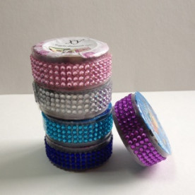 Самоклеящиеся стразы в ленте, цвет фиолетовый, 18 мм, 50 см в рулоне