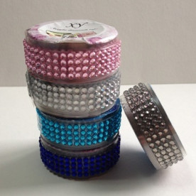 Самоклеючі стрази в стрічці, колір срібло, 18 мм, 50 см в рулоні