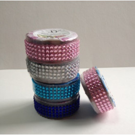 Самоклеящиеся стразы в ленте, цвет розовый, 18 мм, 50 см в рулоне