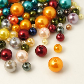 Набір намистин різнокольоровий, 50 шт, розмір намистин в наборі 4-10 мм