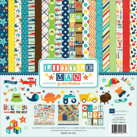 Набір паперу Little Man 30х30 см, 12 аркушів + наклейки від Echo Park