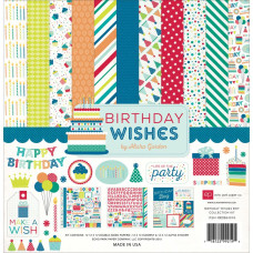 Набір паперу Birthday Wishes Boy 30х30 см, 12 аркушів + наклейки від Echo Park