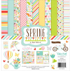 Набір паперу Spring 30х30 см, 12 аркушів + наклейки від Echo Park