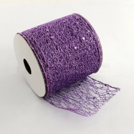 Лента-паутинка с блестками, фиолетовый, ширина 80 мм, 90 см