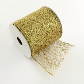 Лента-паутинка с блестками, золотой, ширина 80 мм, 90 см