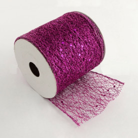 Лента-паутинка с блестками, фуксия, ширина 80 мм, 90 см