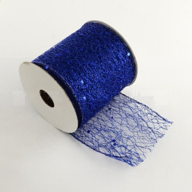 Стрічка-павутинка з блискітками, індиго, ширина 80 мм, 90 см