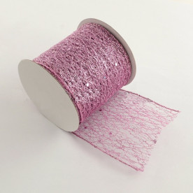 Лента-паутинка с блестками, розовый, ширина 80 мм, 90 см