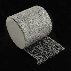 Стрічка-павутинка з блискітками, срібло, ширина 80 мм, 90 см