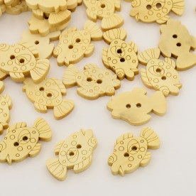 Деревянная пуговица "Рыбка", 29*16,3 мм, 1 шт