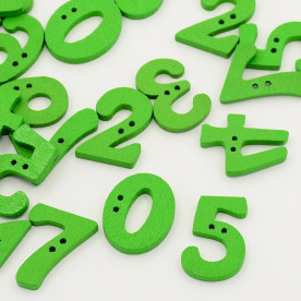 Дерев'яні гудзики "Цифри", колір салатовий, 25 шт 