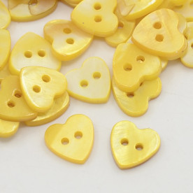 Пуговка з перламутру, сердечка, жовтий колір, 1 шт, 10 * 10 мм