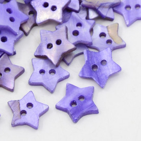 Пуговка з перламутру, зірочка, фіолетовий колір, 12,5 мм