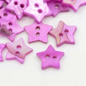 Пуговка з перламутру, зірочка, бузковий колір, 12,5 мм