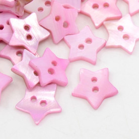 Пуговка из перламутра, звездочка, розовый цвет, 12,5 мм