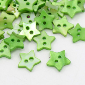 Пуговка з перламутру, зірочки, смарагдовий колір, 1 шт, 10 * 10 мм