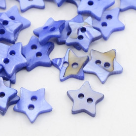 Пуговка из перламутра, звездочки,цвет индиго , 1 шт, 10*10 мм