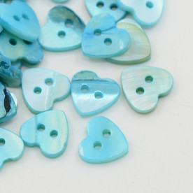 Пуговка из перламутра, сердечки, небесно-голубой цвет, 1 шт, 10*10 мм