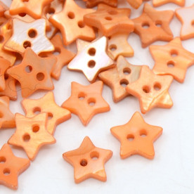 Пуговка из перламутра, звездочки,цвет персиковый , 1 шт, 10*10 мм