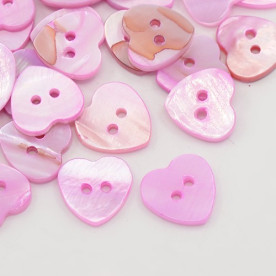 Пуговка из перламутра, сердечки, нежно-розовый цвет, 1 шт, 15*15 мм