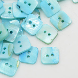 Перламутровая пуговка квадратная, голубой, размер 12*12 мм, 1 шт