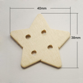 Деревянная пуговка Звездочка,  размер 27*38*2 мм
