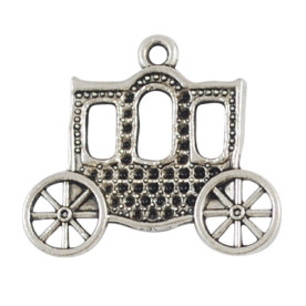 Металлическая подвеска Карета, античное серебро, 27*30*4 мм, 1 шт