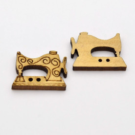 Дерев'яна гудзик Швейна машинка, 17 * 23 * 3 мм, 1 шт