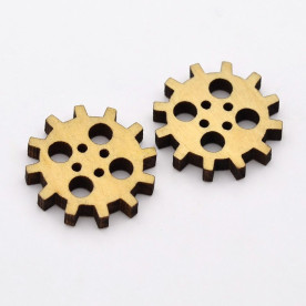 Деревянная пуговица Шестеренка, 20*3 мм , 1 шт