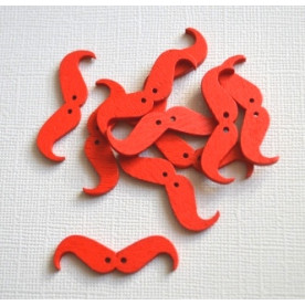 Дерев'яна гудзик Вуса, колір червоний, 36 * 11 * 3 мм, 1 шт