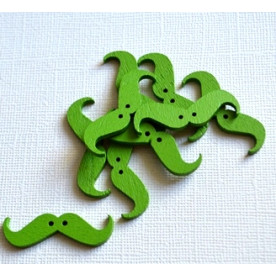 Дерев'яна гудзик Вуса, колір зелений, 36 * 11 * 3 мм, 1 шт