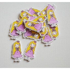 Деревянная пуговица Принцесса, сиреневый, 35*18*2 мм , 1 шт