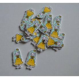 Деревянная пуговица Принцесса, нежно-голубой, 35*18*2 мм , 1 шт